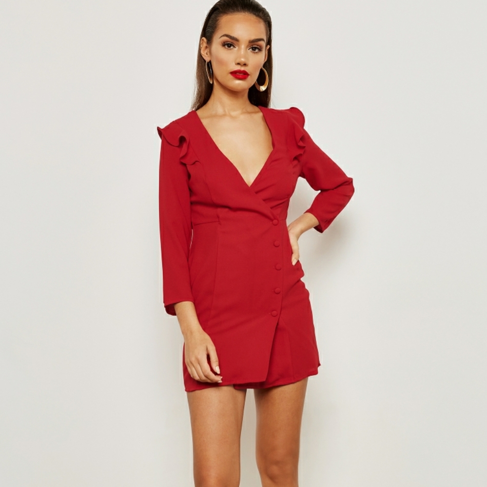 NWT Topshop | ruffle wrap mini dress with buttons